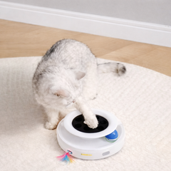 ROJECO 2 in 1 Smart Cat Toys Automatic Feather Fun Ball Toy Set For Cat Dog 5 Modes Electronic Interactive Pet Toy Accessories