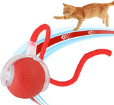 Interactive Cat Toy Ball Smart Automatic Moving Electric Pet for Cats Dogs Toys USB Rechargeable 360° Available Upgraded 3 Mode Switching Indoor Fun Boredom Relief Exercise on Carpet Hard Floor Red