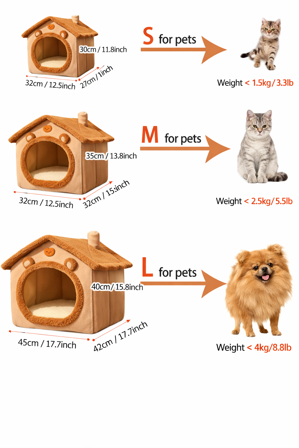 Folding Houses Removable Washable Cat House Puppy Cave Sofa Four Seasons General Can Pet Supplies for Small Medium Pet