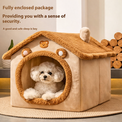 All Season Dog House Style Bed - Removable Washable Pet Bed for Small Dogs Teddy Winter Warm Cat Dog House