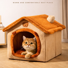 All Season Dog House Style Bed - Removable Washable Pet Bed for Small Dogs Teddy Winter Warm Cat Dog House