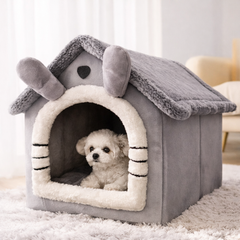 All Season Dog House Style Bed - Removable Washable Pet Bed for Small Dogs Teddy Winter Warm Cat Dog House