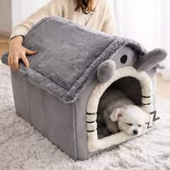 All Season Dog House Style Bed - Removable Washable Pet Bed for Small Dogs Teddy Winter Warm Cat Dog House