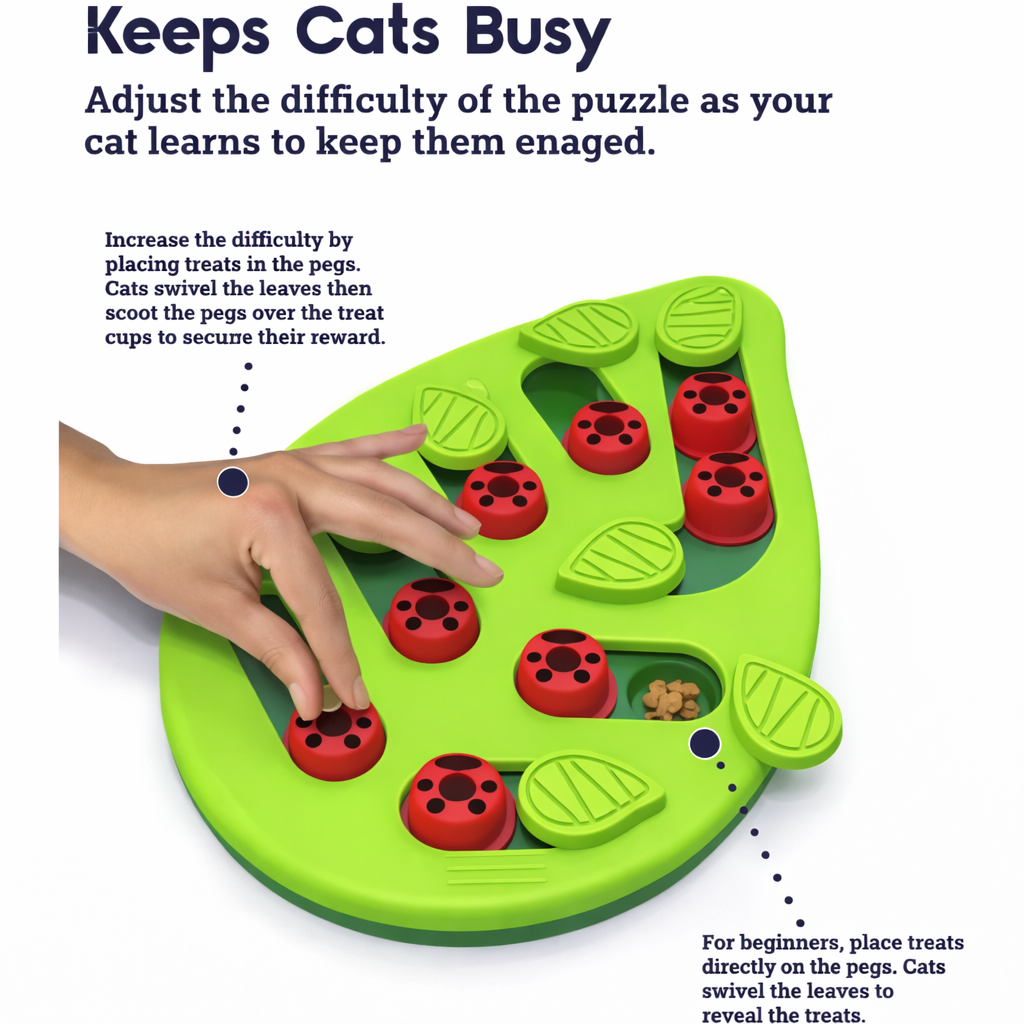 Rainy Day Puzzle & Play - Interactive Cat Treat Puzzle Cat Toys Leaks Food Cat Scratch Board